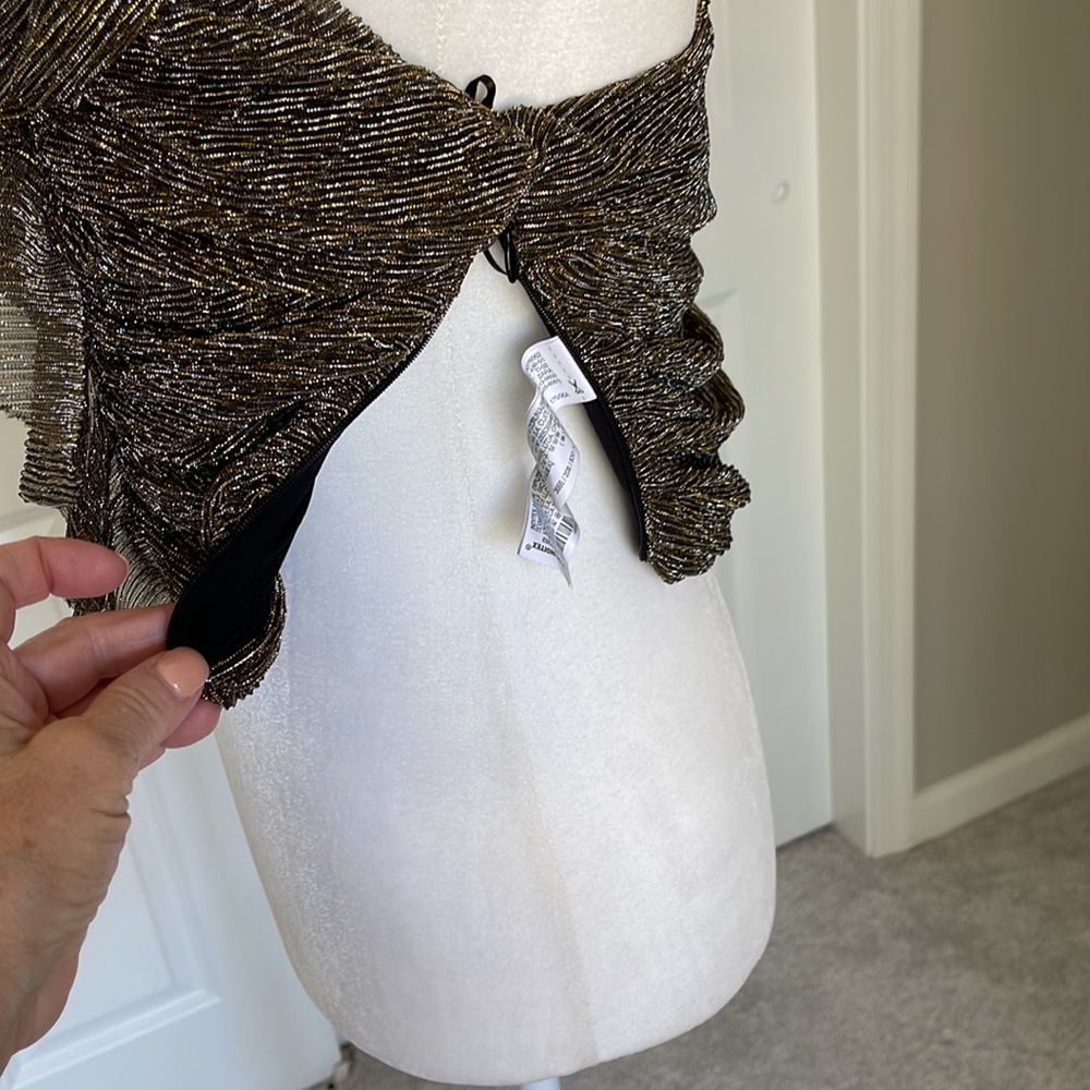 Zara Gold Thread Ruffled Top - Picture 7 of 12